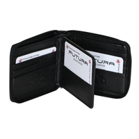 Thumbnail for Futura Mens Zip Around Leather Wallet RFID Gift - Black