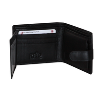 Thumbnail for Futura Mens RFID Leather Coin Fold Over Wallet - Black