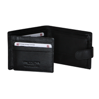 Thumbnail for Futura Mens RFID Leather Coin Fold Over Wallet - Black