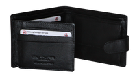 Thumbnail for Futura Mens RFID Leather Coin Fold Over Wallet - Black