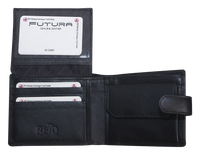 Thumbnail for Futura Mens RFID Leather Coin Fold Over Wallet - Black