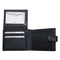 Thumbnail for Futura Mens RFID Leather Coin Fold Over Wallet - Black