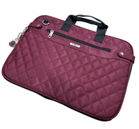 Thumbnail for RFID Quilted Taslon Laptop Bag Sleeve Computer Travel w/ Tablet Holder - Marsala
