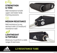 Thumbnail for Adidas Resistance Tube Level 2 Band Elastic Yoga Fitness Gym Strap - Grey/Black