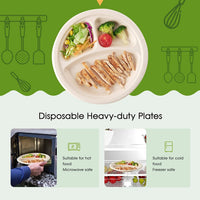 Thumbnail for 600pcs Disposable Sugarcane Bagasse 3-Compartment Paper Plates Eco 23cm (9