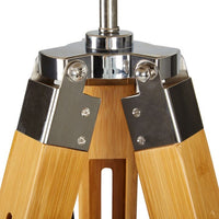 Thumbnail for LARGE TRIPOD FLOOR LAMP Linen Shade Modern Light Bamboo Vintage Wooden Retro