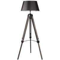 Thumbnail for LARGE TRIPOD FLOOR LAMP Linen Shade Modern Light Retro Vintage Wooden