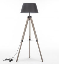 Thumbnail for LARGE TRIPOD FLOOR LAMP Linen Shade Modern Light Retro Vintage Wooden