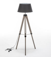 Thumbnail for LARGE TRIPOD FLOOR LAMP Linen Shade Modern Light Retro Vintage Wooden
