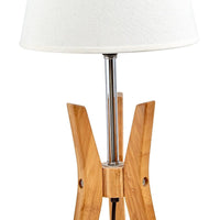 Thumbnail for Bamboo Tripod Table Lamp Desk Modern Rustic Geo Light w Linen Shade