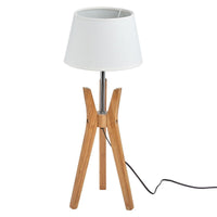 Thumbnail for Bamboo Tripod Table Lamp Desk Modern Rustic Geo Light w Linen Shade