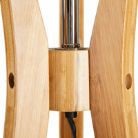 Thumbnail for LARGE BAMBOO TRIPOD FLOOR LAMP Linen Shade Modern Light Vintage Wooden Scandi