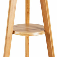 Thumbnail for LARGE BAMBOO TRIPOD FLOOR LAMP Linen Shade Modern Light Vintage Wooden Scandi