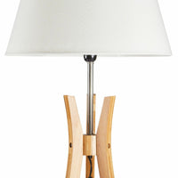 Thumbnail for LARGE BAMBOO TRIPOD FLOOR LAMP Linen Shade Modern Light Vintage Wooden Scandi