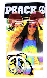 Thumbnail for Hippie Kit Set Headband Glasses Pendant Peace Sign Necklace 60s 70s Costume