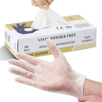 Thumbnail for 100pcs Vinyl Clear Powder Free Disposable Gloves - Medium (1 Box)