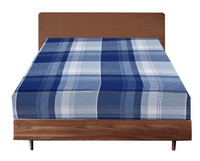 Thumbnail for Queen Luxury 100% Cotton Flannelette Fitted Bed Sheet Flannel - Blue Check Print