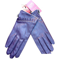 Thumbnail for DENTS Ladies Sheepskin Lined Ruffle Piping Gloves Driving LL1017 Purple Cognac - Purple - Large