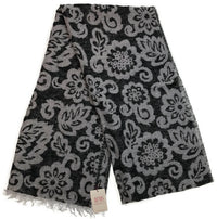 Thumbnail for DENTS Large Pashmina Style Scarf w Floral Design Wool Blend Warm Winter  - Black