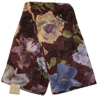 Thumbnail for DENTS Bright Floral Printed Scarf Unlined Ladies Womens MADE IN ITALY New - Claret