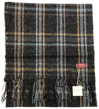 Thumbnail for DENTS Woven Checked Scarf w Fringed Edges Wool Blend MADE IN ITALY - Charcoal