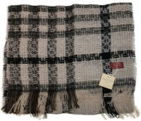 Thumbnail for DENTS Check Open Weave Scarf Wool Blend Winter Warm MADE IN ITALY - Grey