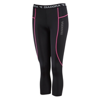 Thumbnail for Diadora Ladies Compression Sports 3/4 Tights Gym Yoga - Black/Pink - 8