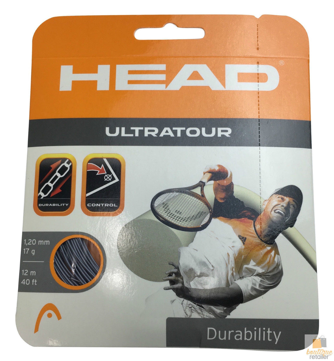 Tennis Racket String Head HEAD Ultratour 17g 1.20mm Tennis Racquet String 12m Durability Control ...