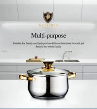 Thumbnail for Kaisa Villa 5.8 Litre Casserole Pot Stainless Steel Induction Cooking Stock Stew