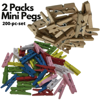 Thumbnail for 200pc Set Mini Wooden Pegs Craft Scrapbook Shower Clothes Pin 25mm