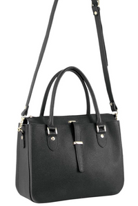 Thumbnail for Morrissey Italian Womens Structured Leather Handbag Ladies Bag - Black