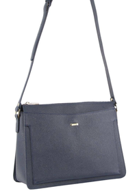 Thumbnail for Morrissey Italian Structured Leather Cross Body Handbag Tote Bag (MO3162) - Navy