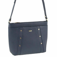 Thumbnail for Morrissey Italian Womens Structured Leather Cross Body Handbag Bag Ladies - Navy