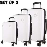 Thumbnail for Pierre Cardin Inspired Milleni Hardshell 3-Piece Luggage Bag Set Travel Suitcase - White