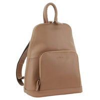 Thumbnail for Milleni Womens Twin Zip Backpack Nappa Italian Leather Travel Bag - Burro