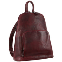 Thumbnail for Milleni Womens Twin Zip Backpack Nappa Italian Leather Bag Travel - Cherry