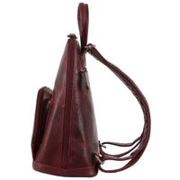 Thumbnail for Milleni Womens Twin Zip Backpack Nappa Italian Leather Bag Travel - Cherry