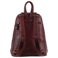 Thumbnail for Milleni Womens Twin Zip Backpack Nappa Italian Leather Bag Travel - Cherry