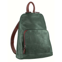 Thumbnail for Milleni Genuine Italian Leather Soft Nappa Leather Backpack Bag Travel - Emerald/Chestnut