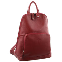 Thumbnail for Milleni Womens Twin Zip Backpack Nappa Italian Leather Bag Travel - Red