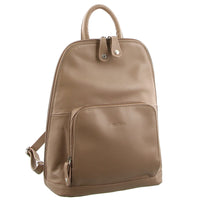 Thumbnail for Milleni Women's Twin Zip Backpack Nappa Italian Leather Bag Travel - Taupe