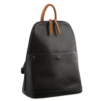 Thumbnail for Milleni Ladies Genuine Italian Leather Backpack Bag Twin Zip - Black/Cognac