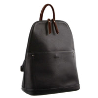 Thumbnail for Milleni Ladies Genuine Italian Leather Backpack Bag Twin Zip - Black/Chestnut