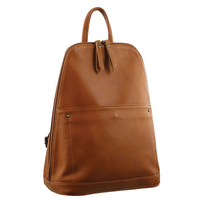 Thumbnail for Milleni Ladies Genuine Italian Leather Backpack Bag Twin Zip - Cognac