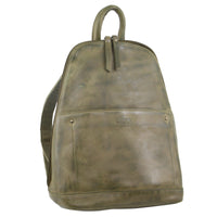 Thumbnail for Milleni Ladies Genuine Italian Leather Backpack Bag Twin Zip - Olive
