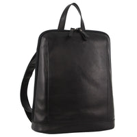 Thumbnail for Milleni Ladies Nappa Leather Bag Twin Zip Backpack w/ Zipped Pocket - Black