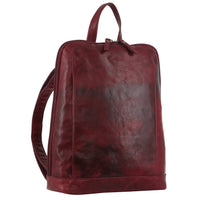 Thumbnail for Milleni Ladies Nappa Leather Bag Twin Zip Backpack w/ Zipped Pocket - Cherry Red