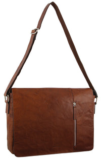 Thumbnail for Pierre Cardin Rustic Leather Bag Computer Messenger Business Travel - Chestnut