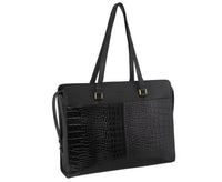 Thumbnail for Pierre Cardin Unisex Croc-Embossed Leather Business Computer Bag - Black