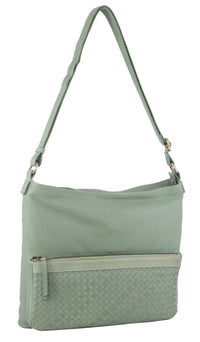 Thumbnail for Pierre Cardin Womens Woven Leather Flap Cross-Body Bag Handbag - Mint